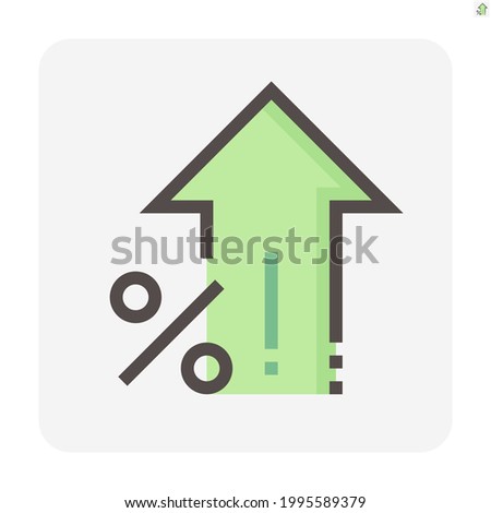 Percent increase vector design. Consist of up arrow and percent sign, icon or symbol. Concept for percentage of interest  rate, growth profit,  stock price etc. Thin line or outline of shape. 48x48 px