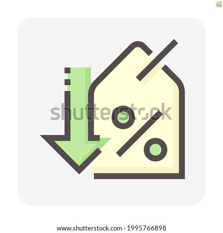 Discount sale or price tag vector design. That icon, sign or symbol to offer promotion, special price reduction or percent off. Element for label, sticker, badge, banner and template. 48x48 pixel.