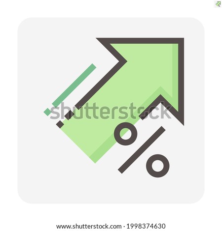 Percent increase vector design. Consist of up arrow and percent sign, icon or symbol. Concept for percentage of interest  rate, growth profit,  stock price etc. Thin line or outline of shape. 48x48 px