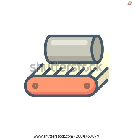 Metallurgy or metallurgical production industry vector icon. Consist of hot casting metal, iron or steel on mill production line. Manufacturing process in foundry, furnace or factory plant. 64x64 px.
