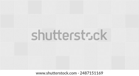 Seamless texture pattern of white gray tile floor or wall. New clean surface in top view for background. Decorative finishing material for decoration in bathroom or kitchen. Vector illustration.