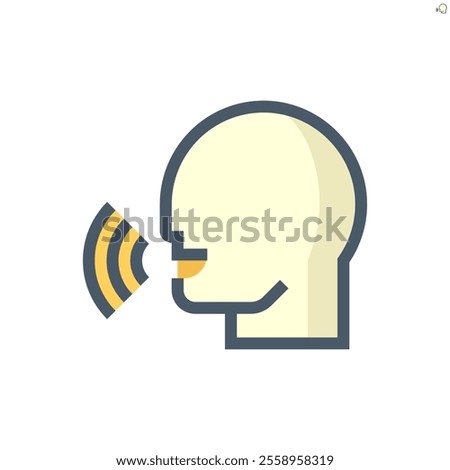 People talking or speaking vector icon. That head of person, speech, voice, sound or audio. Concept for voice assistant, voice recognition. Technology to control smartphone and smart home. 48x48 pixel