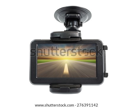 Navigation devices with holder isolated on white, clipping path include in file.