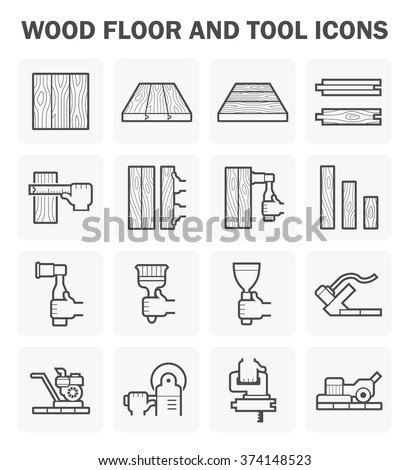 Wood floor and tool vector icon with carpenter, carpentry, wooden panel, board, joint, pattern grain or texture in top, perspective and profile view. That hardwood, laminate, parquet, timber or plank.