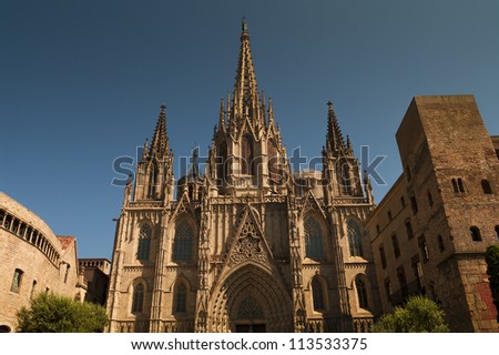 Similar – Image, Stock Photo Barcelona Cathedral, Saint Eulalia Exterior Details