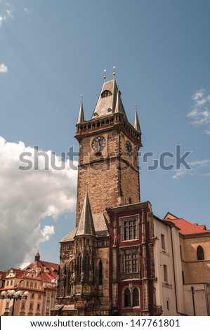 Prague Clock Tower at the Old Town Square, summer 2013