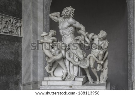 Statue Of Heracles Fighting A Giiant Snake, Capitoline, Rome, Italy ...