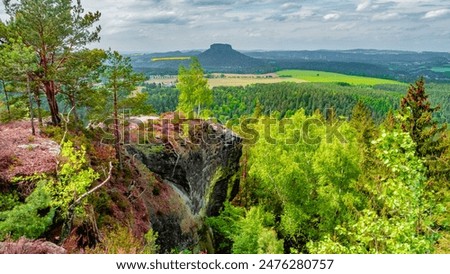 Similar – Image, Stock Photo View from Kurort Rathen to Stadt Wehlen in Saxon Switzerland