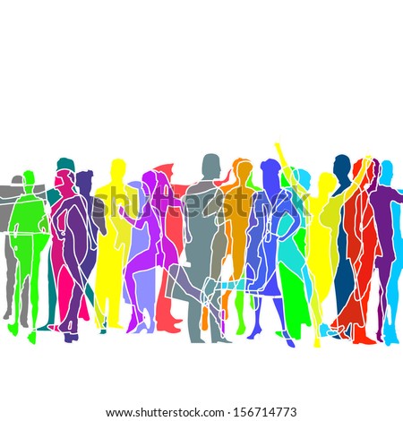 A crowd of colored people, illustration