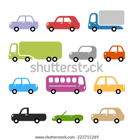 Cars illustration - different car types in simple rounded style