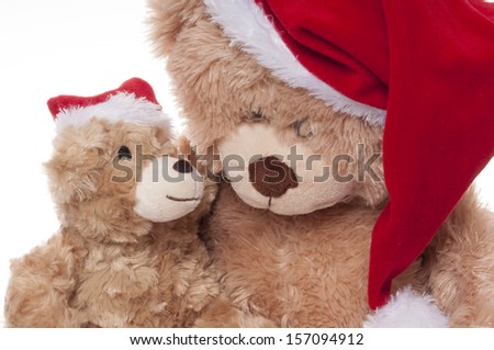 Christmas teddy bears, isolated on white