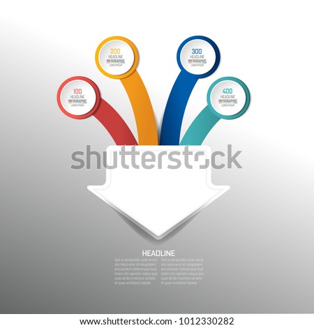 4 arrows merging into one point. Infographics chart, scheme.