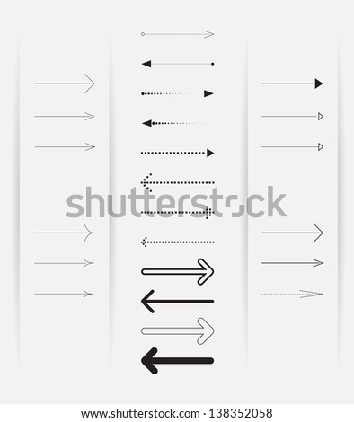 Simple arrow pictogram set. Colection of modern, minimalistic contemporary arrow style. Vector can be used for infographic.