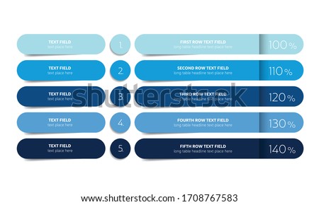Table, schedule design template with 5 row. Vector banner.