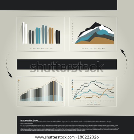 Exclusive set of business graph layout. Infographics template can be used for annual report, catalog, web page, brochure cover design.