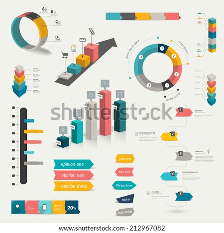 Collection of infographics elements. Colorful set template. 