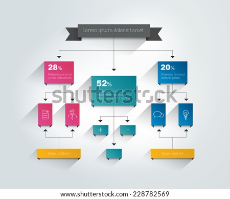 Infographics flowchart. Colored shadows scheme.