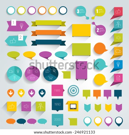 Collections of infographics flat design elements. Vector illustration. 