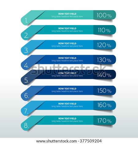 Table, schedule design template with 8 row. Vector banner.