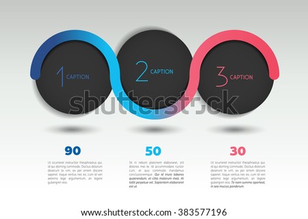 Infographic vector option banner with 3 steps. Color spheres, balls, bubbles. Infographic template.