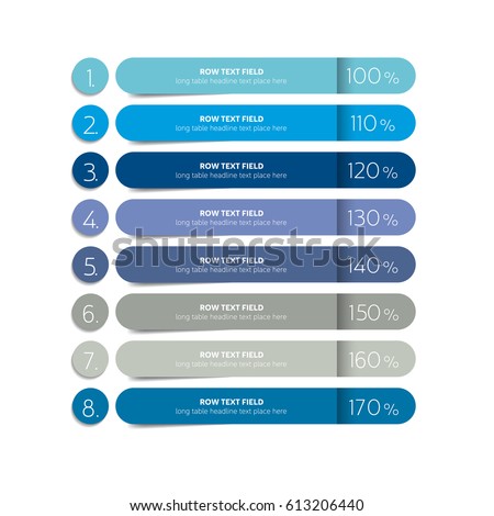 Table, schedule design template with 8 row. Vector banner.