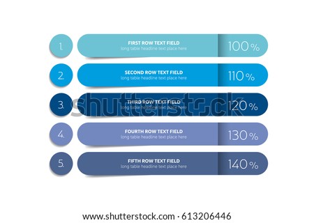 Table, schedule design template with 5 row. Vector banner.