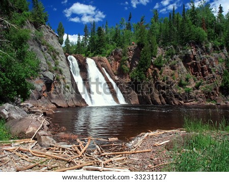 Tettegouche waterfall on the north shore of Lake Superior horizontal orientation
