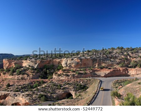 Car moving on the road in Colorado National Monument near Grand Junction