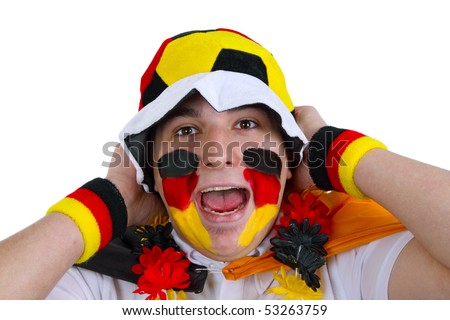 German soccer fan on white background