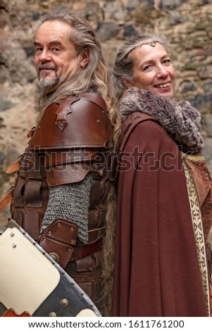 Similar – Image, Stock Photo Medieval couple in robes