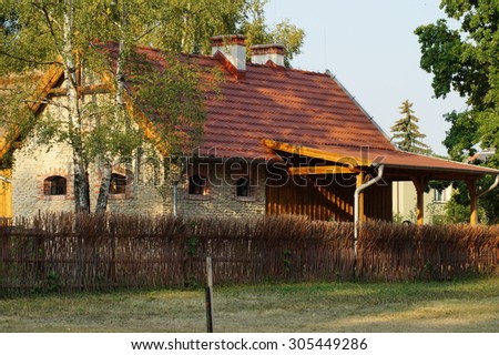Building, barn, open-air museum in the village - reconstruction of XX century - Lodz, Poland