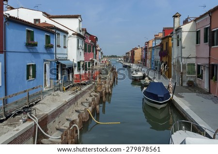 Burano water street   Water street repair in Burano island, near Venice, Italy, Europe
