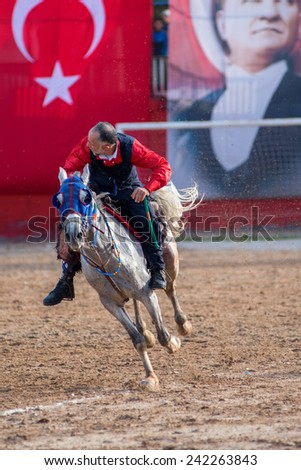 MERSIN /TURKEY - JANUARY 04, 2015: javelin (cirit) Riding School at The \