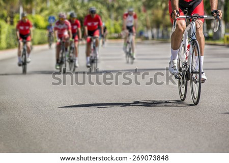 Similar – Image, Stock Photo defocused cyclist on the street in Bilbao city, Spain