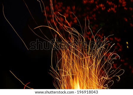 Abstract nature : long exposure photo of fire camp sparkles
