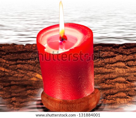 Composition from red candle, bark and water