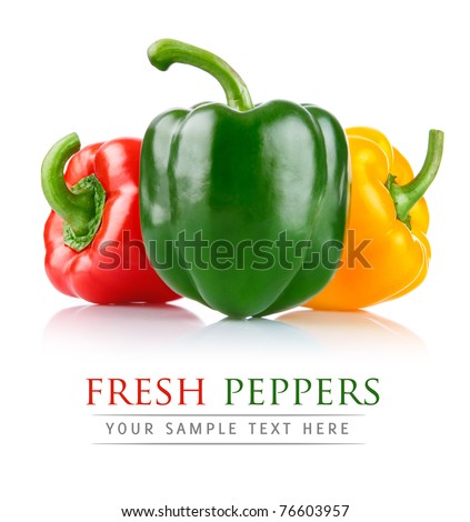 fresh pepper vegetables isolated on white background