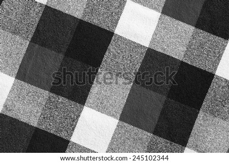 Black and white wool plaid material as a background