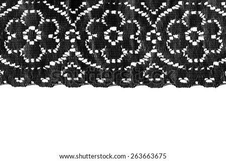 Black vintage border lace isolated over white
