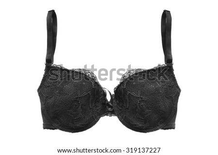 Black lacy push up bra isolated over white
