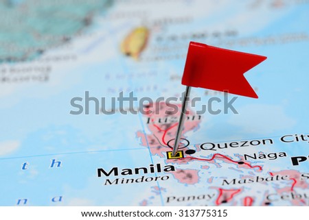 Manila pinned on a map of Asia