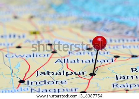 Jabalpur pinned on a map of Asia