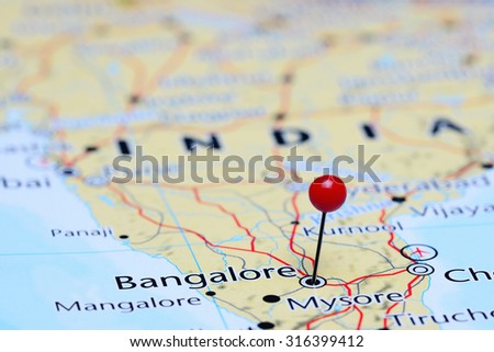 Bangalore pinned on a map of Asia