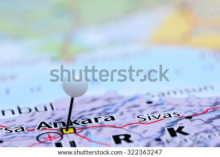 Ankara pinned on a map of Asia