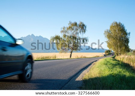 car moving to High Tatra mountains