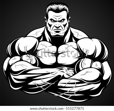 Vector illustration, strict coach bodybuilding and fitness