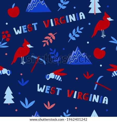 USA collection. Vector illustration of West Virginia heme. State Symbols
