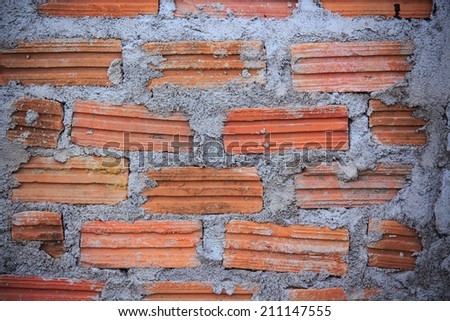 Wall with Raw Brick and Mortar Bed, Wall Background.