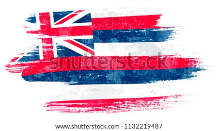 Art brush watercolor painting of Hawaii flag blown in the wind isolated on white background eps 10 bector illustration.