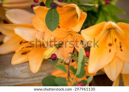 A bunch of wonderful orange asiatic lily flowers